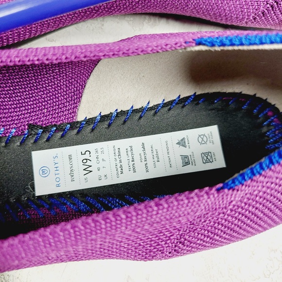 NEW Rothy's The Flat Purple Knit Gold Pointy Toe Slip On Loafers C691 - Picture 7 of 10